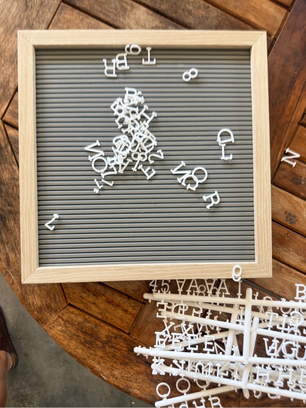 Gray Letter Board with Oak colored Frame and White Letters